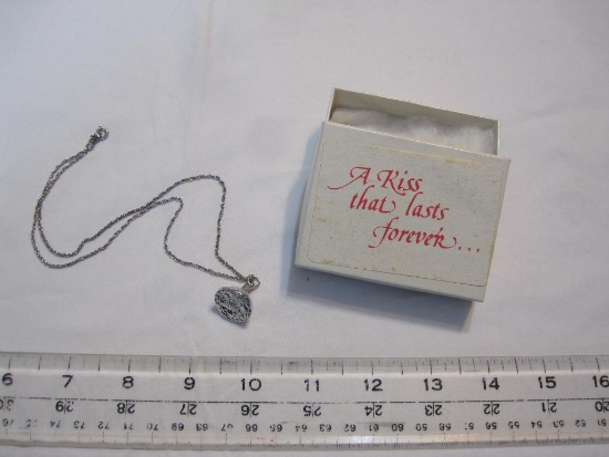 Silvertone Hershey's Kiss Pendant and Necklace, in box, 3 oz