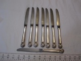 8 Dinner Knives 1847 Rogers Bros Eternally Yours Pattern, 1941, Silver Plate Handle, Stainless,