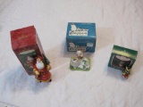 Three Christmas Ornaments, 2 Hallmark (Winterberry Santa & Thimble Partridge) & Catnippers Sandy