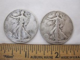 2 US Silver Coins Walking Liberty Half Dollar Coins from 1941 and 1946, 24.5 g total weight