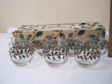 8 Holiday Roli-Poli Glasses with Holly Design, Albert Steiger Co., 3 lbs 10 oz