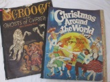 2 Vintage Giant Story Coloring Books including Christmas Around the World (1976) and Scrooge and the