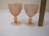 Set of 2 Cranberry Opalescent Hobnail Goblet, 1 lb 14 oz