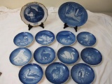Lot of Dresden Limited Edition Collectible Plates, 1970-1980 Mother's Day (Mors Dag), 8 lbs