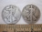 2 Walking Liberty Half Dollar US Silver Coins from 1941 & 1945, 24.2 g total weight
