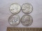 4 Washington Quarters US Silver Coins from 1964, 24.8 g total weight