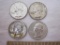 4 Washington Quarters US Silver Coins from 1964, including 2 1964-D, 25.3 g total weight