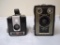 2 Vintage Kodak Brownie Cameras including Brownie Target Six-16 and Brownie Hawkeye Flash Camera, 2