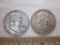 2 Franklin Half Dollar US Silver Coins from 1953-D & 1957-D, 24.9 g total weight