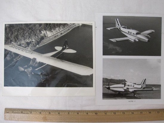 Vintage Piper Airplane Photographs, glossy black and white including Aztec F and NC22965, 3 oz