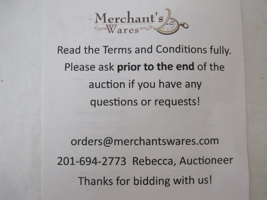 Please read our full Terms and Conditions for this and every auction before bidding. If you have any