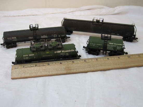 Lot of HO Scale Tanker Train Cars including BASF Wyandotte, ACFX, and CHYX, with improved parts and