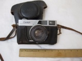 Vintage Canon Canonet Camera, Made in Japan, marked 444793, with leather carrying case, 2 lbs 2 oz