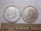 2 Kennedy Half Dollar US Silver Coins from 1964, 24.9 g total weight