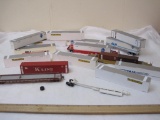Lot of HO Scale Trailer Train Stacking Cars with Storage Containers from JB Hunt, K Line, and Santa