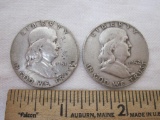 2 Franklin Half Dollar US Silver Coins from 1951 & 1952-D, 24.5 g total weight