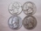 4 US Silver Coins Washington Quarters including 1943, 1946, 1951, and 1951-D, 24.4 g total weight