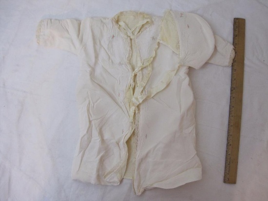 Vintage Hand-made Silk Christening Outfit with matching bonnet, 8 oz