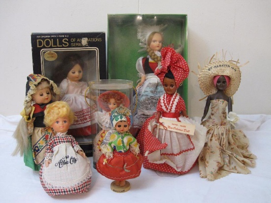 Lot of Vintage Dolls from Around the World including Scandinavia no. 139, New Orleans, Assisi, and