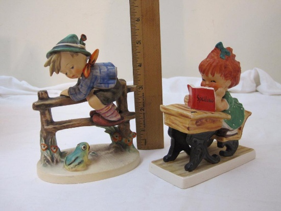 2 Goebel Redhead Ceramic Figurines including "Spellbound" and "Retreat to Safety", MJ Hummel, 1 lb 3