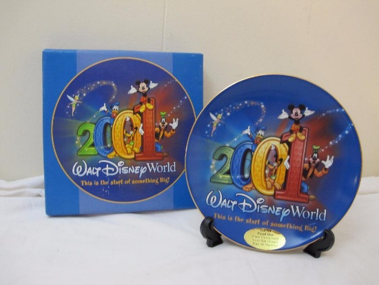 Walt Disney World 2001 Collectible Plate with display stand in original box, 1 lb 1 oz