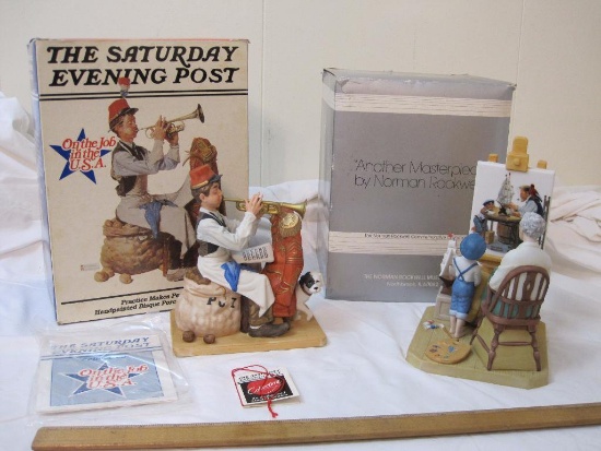 2 Norman Rockwell Collectible Porcelain Figurines including "Another Masterpiece by Norman Rockwell"
