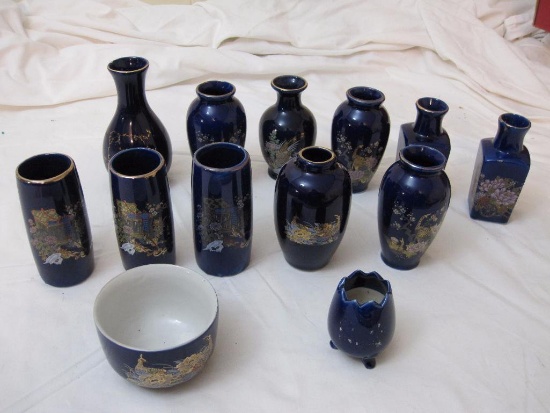 Lot of Asian-Themed Ceramics, Vases, and more, 3 lb 6 oz