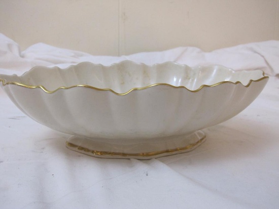 Vintage Lenox Oval Scalloped Bowl Symphony Ivory and 24K Gold Trim, Made in USA, 1 lb 8 oz