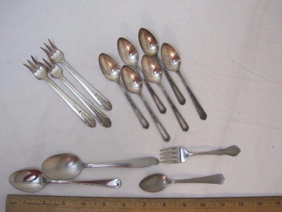 Lot of Silverplate and Stainless Flatware including Tudor Plate Mary Stuart Demitasse Spoons and Wm