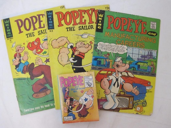 Lot of Vintage Popeye The Sailor Comic Books and Cartoon Book, 1960s-1970s, 10 oz