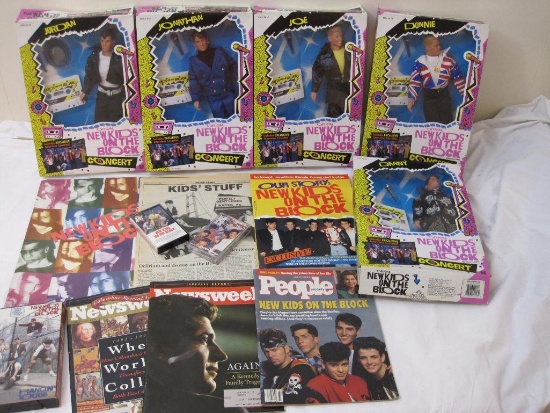 Lot of New Kids on the Block Collectibles including new in box dolls, cassettes, programs, and more,