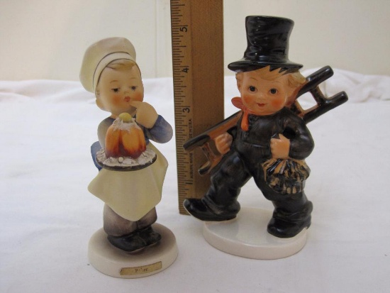 2 Goebel Hummel Ceramic Figurines including Chimney Sweep and Baker, 8 oz