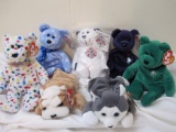 Lot of ty Beanie Babies including Wrinkles style 4103, Ty 2K, Erin, 1999 Holiday Teddy, Princess,