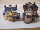 2 Lighted Porcelain Houses/Holiday Display Collectibles including Lemax 1994 House and Department 56
