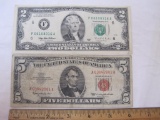 United States Paper Currency including 1963 $5 Red Seal Note and 1995 $2 Note, 1 oz