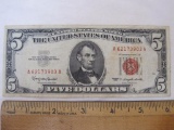 US Paper Currency 1963 Red Seal Five Dollar Note