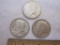 3 Kennedy Half Dollar Silver Coins, 1964, 37.6 g total weight