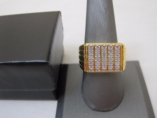 Gold Over Sterling Silver, 1/4 cttw 30 Diamond Ring, marked CISS, size 10, 9.6g