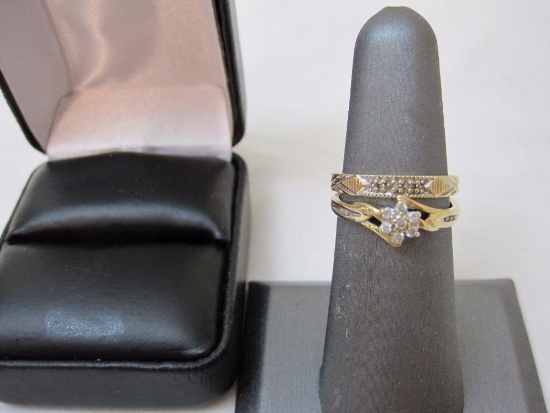 10K Gold Diamond Engagement Ring (1.6 g) and 10K Gold Wedding Band w/ diamonds (1.5 g)