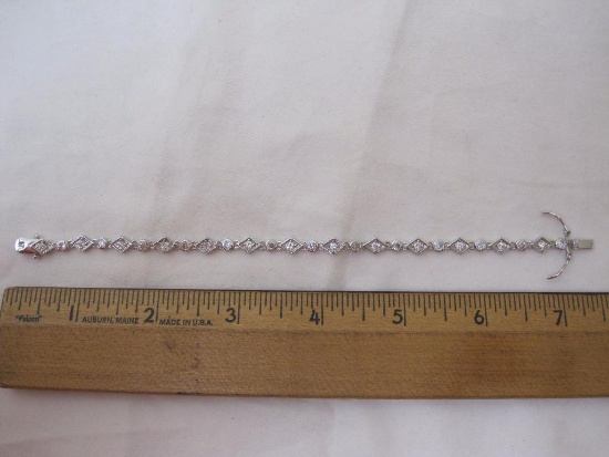 7.5" Sterling Silver CZ Tennis Bracelet, marked 925, 8.4g