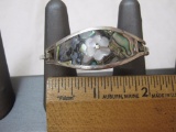 Alpaca Inlaid Mother of Pearl Bracelet, Mexico, 14.9 g