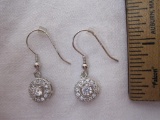 Designer Round CZ earrings, marked 925 China, 2.8 g total weight