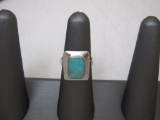 Unique Designer Sterling Turquoise Pawn Ring, size 6, marked 925, 4.8 g