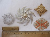 Lot of Women's Costume Brooches including Ann Klein tiger bar brooch, Allison Reed brooch, and (3)