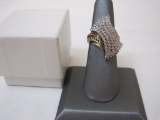 18K Gold Over Sterling Silver Genuine Diamond Cluster Ring, 1/10 ct tw, 6.8 g