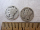 2 1918-S Silver Mercury Dimes, 4.6 g total weight