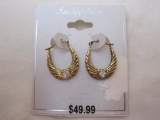 Gold Plated Sterling Silver Hoop Earrings, 1.5 g