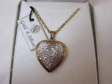 1/13 10K Gold Filled & Sterling Silver Crystal Cut & Polished Heart Pendant on 18
