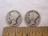 2 1916-S Silver Mercury Dimes, 4.5 g total weight