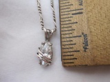 Sterling Silver Necklace (marked 925 Italy) w/ wrapped teardrop pendant (marked SSBY), 18 inch, 5 g